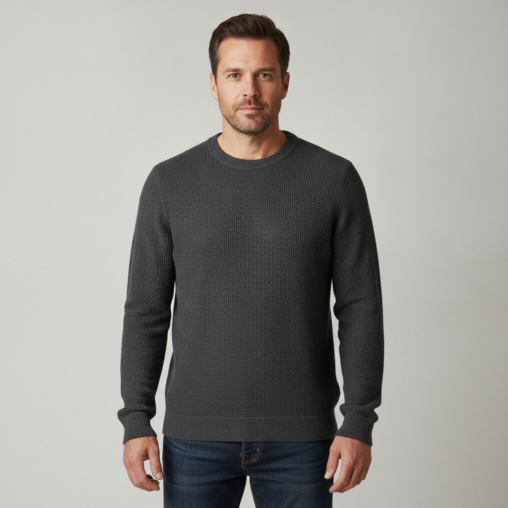 Lululemon Men's Textured Knit Crew Neck Sweater Charcoal Gray Pullover Size XL