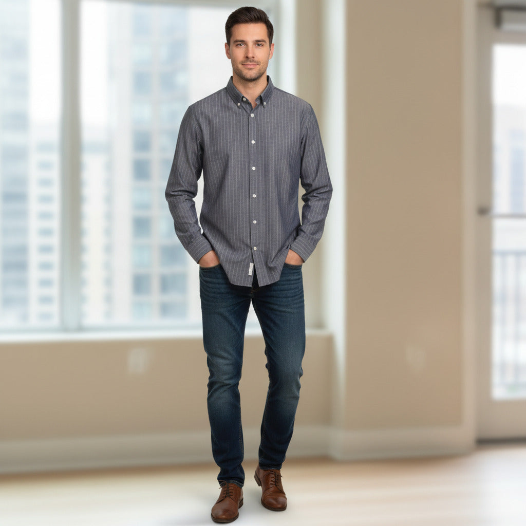 UNTUCKit Gifford WF Navy Pinstripe Slim Fit Shirt Size XL NWT 2021 Season