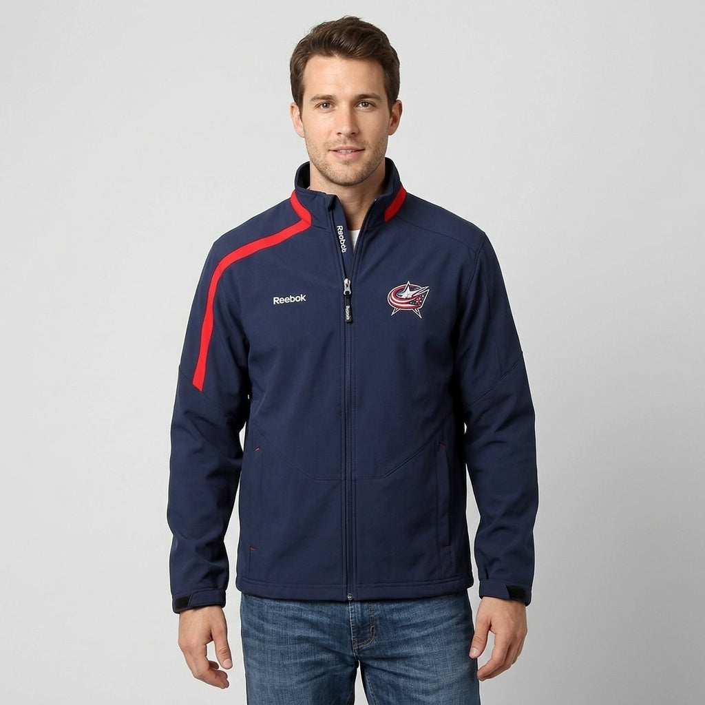 Reebok Columbus Blue Jackets NHL Center Ice Full Zip Jacket Navy L 2000s