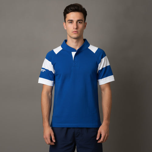 Barbarian Pro-Fit Rugby Shirt Blue White Short Sleeve Made in Canada XS NWT