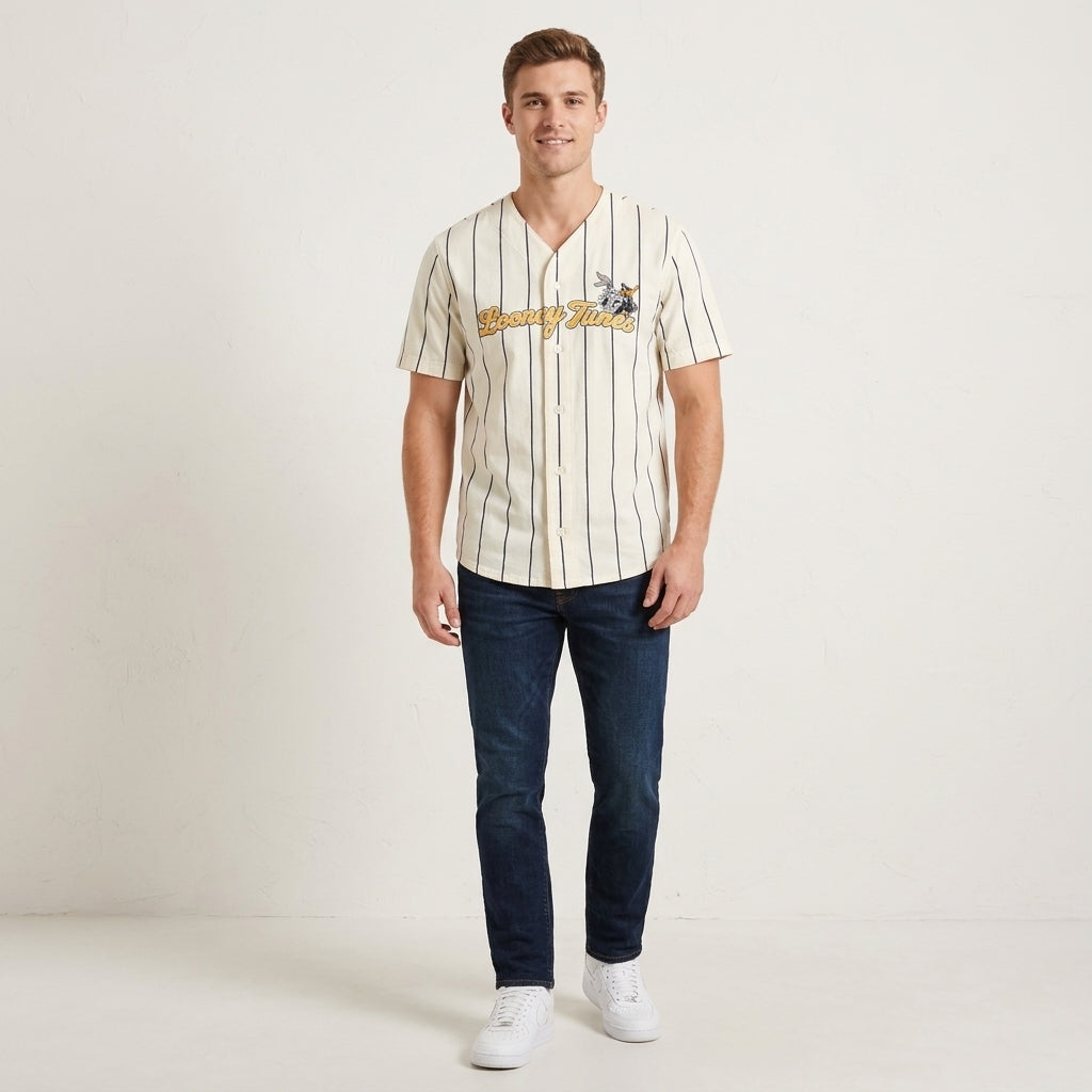 Hollister Looney Tunes Baseball Jersey Shirt Small NWT Boxy Fit Warner Bros