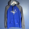 Nike Therma-Fit Toronto Blue Jays MLB Pullover Hoodie Blue Gray Sz L Mock Neck