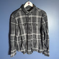 Duer Mens Gray Plaid Flannel Button-Up Shirt Jacket Size L