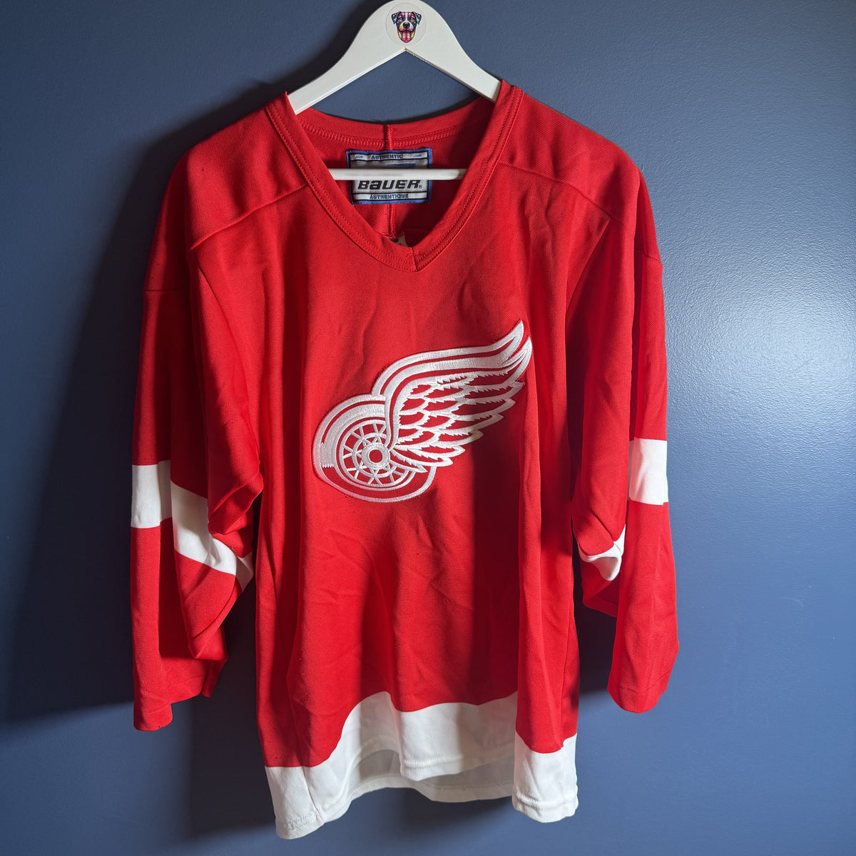 Vintage 90s Bauer Detroit Red Wings NHL Hockey Jersey Made In Canada Sz S