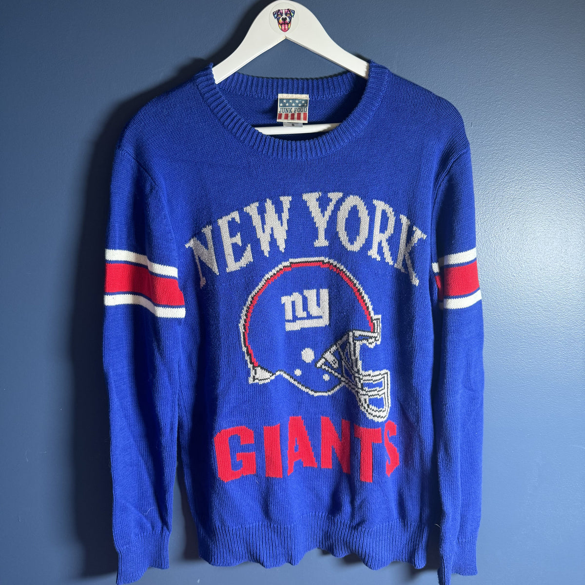 Junk Food NFL New York Giants Knit Vintage Style Sweater Sz S