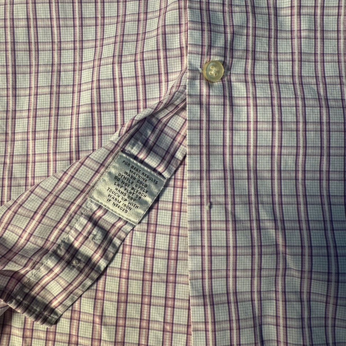 Peter Millar Men’s Large Pink White Plaid Cotton Button Down Shirt