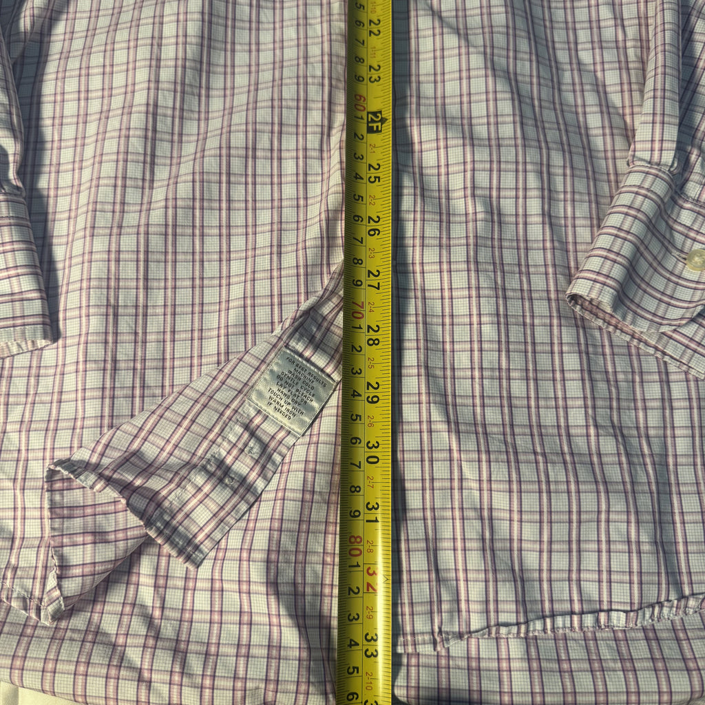 Peter Millar Men’s Large Pink White Plaid Cotton Button Down Shirt
