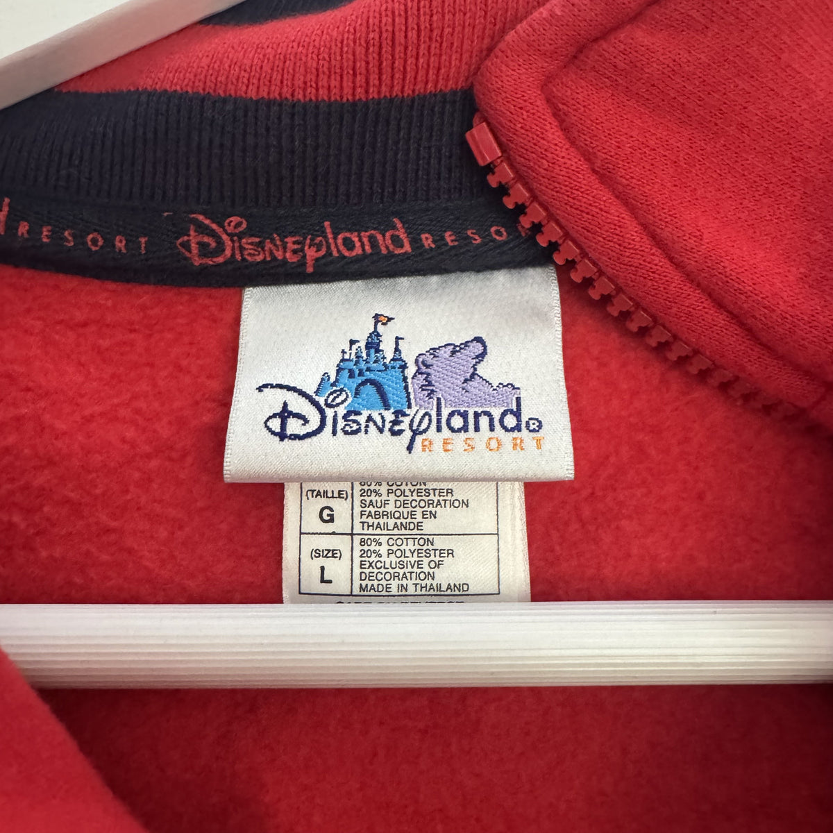 Vintage Y2K Disneyland Winnie the Pooh Quarter Zip Pullover Red Large