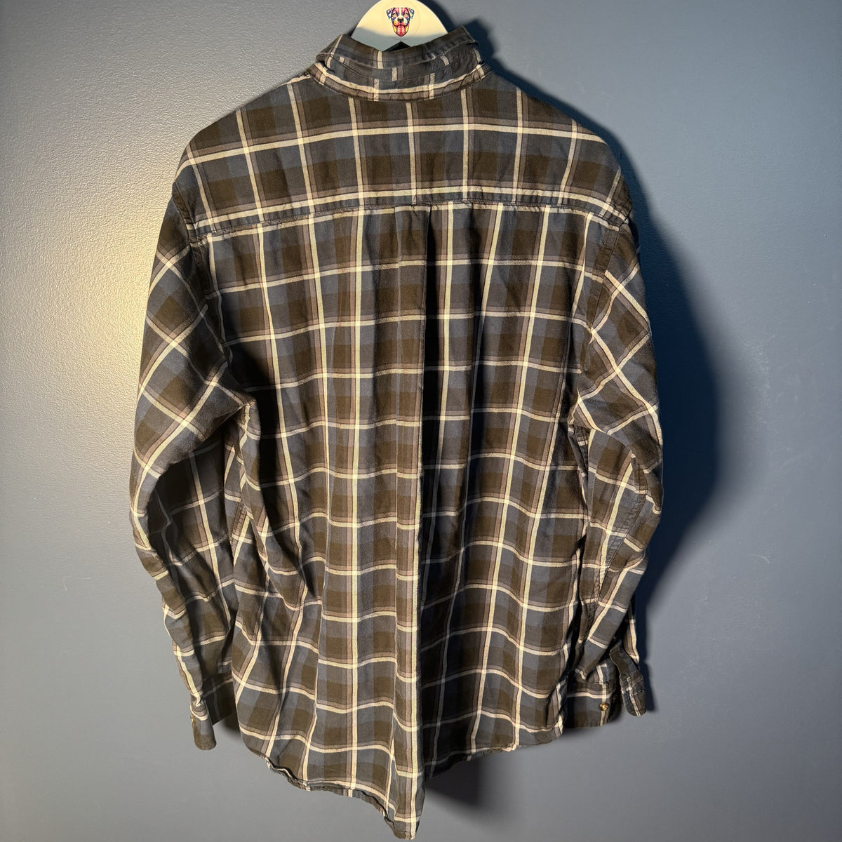Viyella Men's Flannel Shirt Traditional Fit Navy Plaid XL Wool Blend