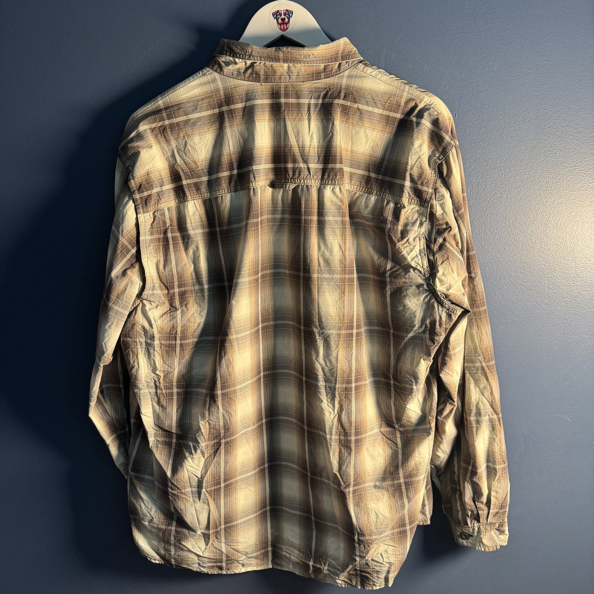 Woolrich Men’s Large Plaid Nylon Outdoor Hiking Fishing Shirt Roll Tab Large
