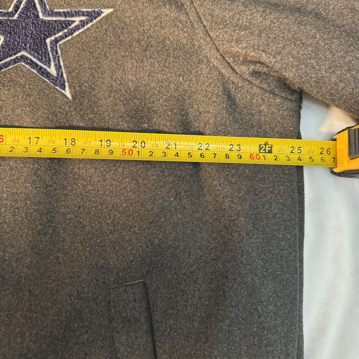 Dallas Cowboys Varsity Jacket, Retro Grey w/ Blue Star Logo, Padded, Mens Large