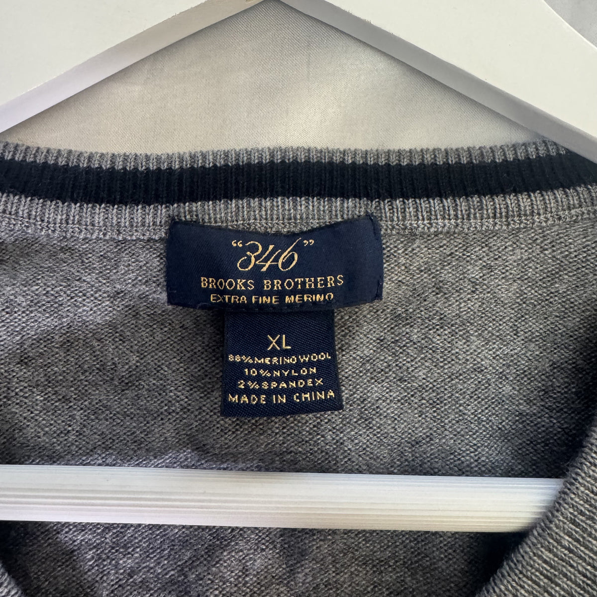 Brooks Brothers Merino Wool V-Neck Sweater Gray Size XL