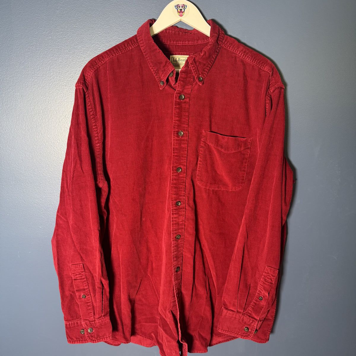 Vintage L.L.Bean Red Corduroy Button Down Shirt Men’s XL 100% Cotton
