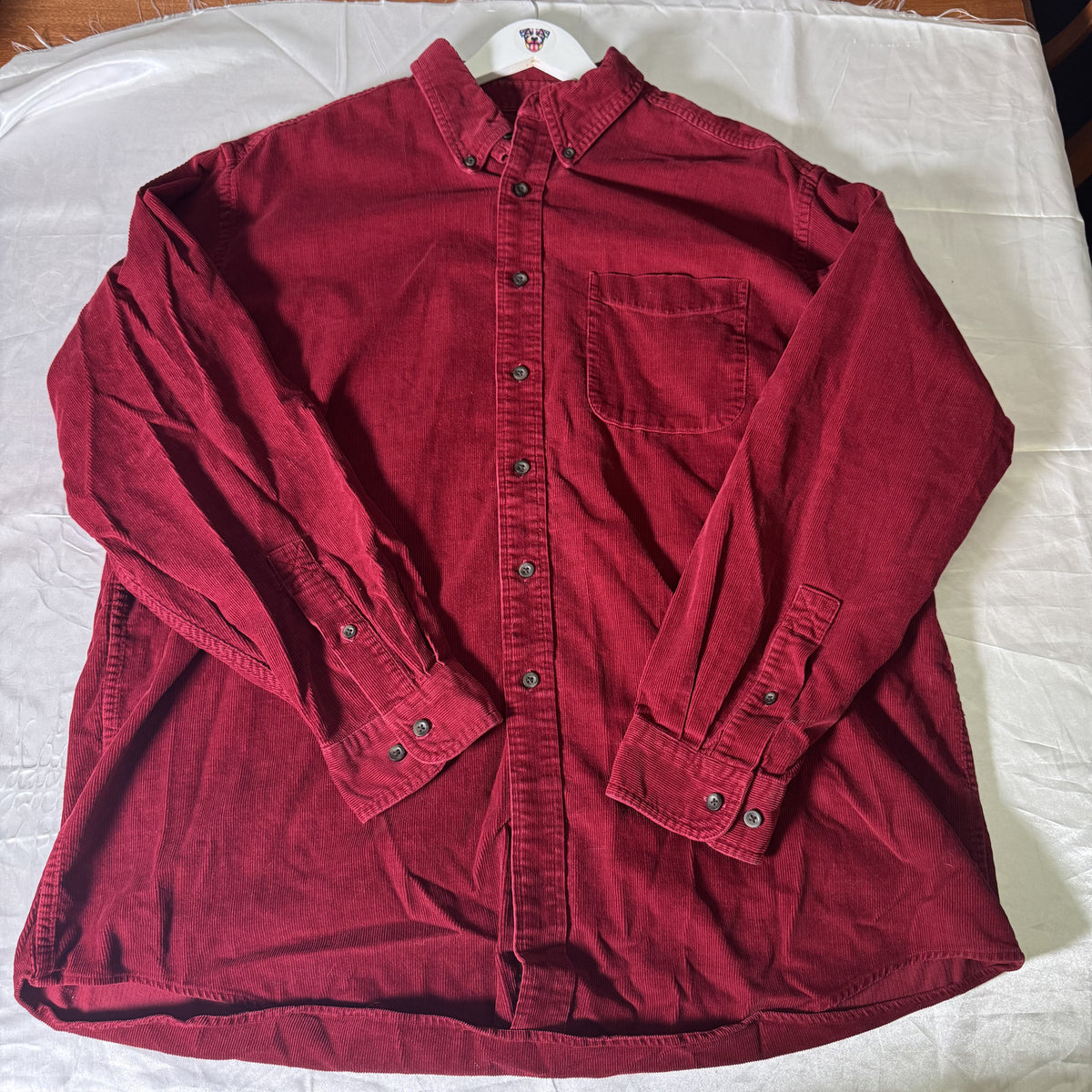 Vintage L.L.Bean Red Corduroy Button Down Shirt Men’s XL 100% Cotton