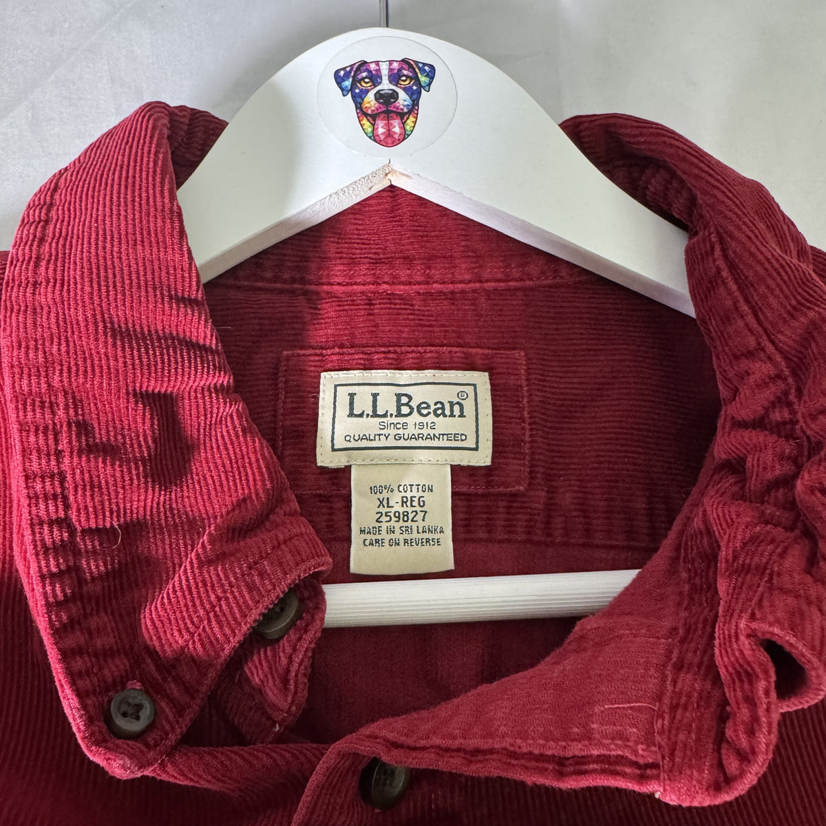 Vintage L.L.Bean Red Corduroy Button Down Shirt Men’s XL 100% Cotton