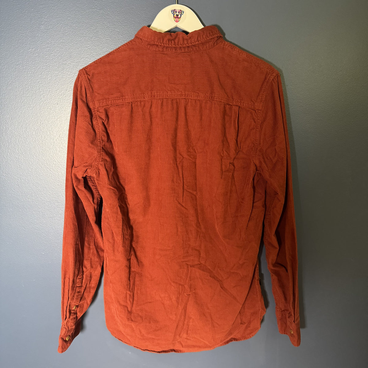 Superdry Machined Goods Corduroy Workwear Shirt Men’s Medium Rust Orange