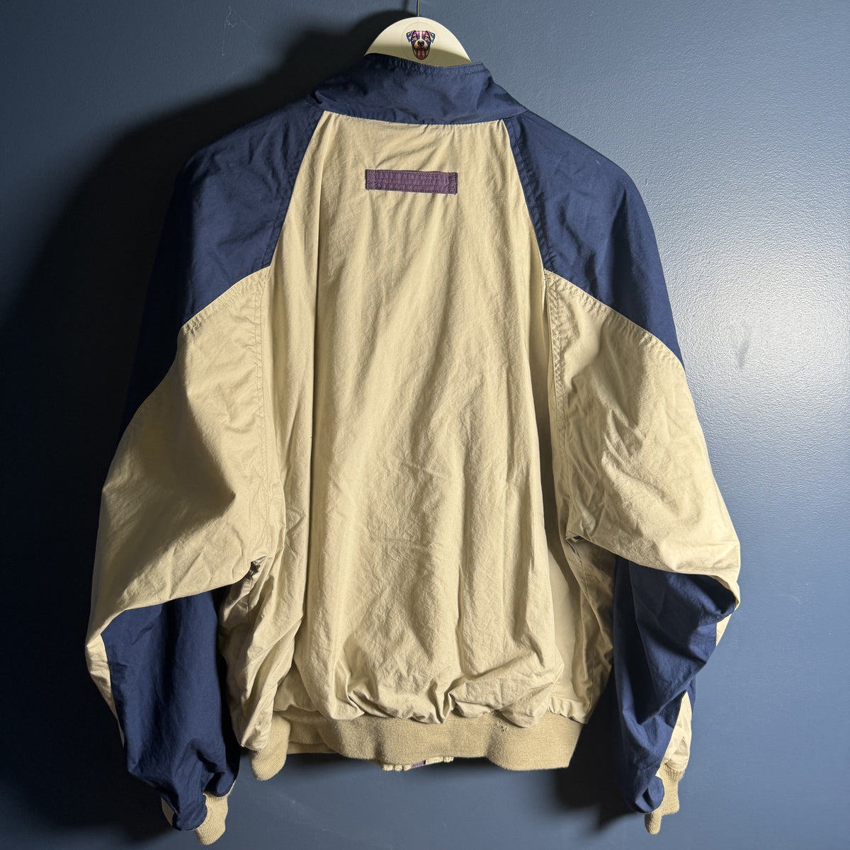 Vintage Eddie Bauer Outdoor Colorblock Windbreaker Jacket Mens XL Blue Beige 90s