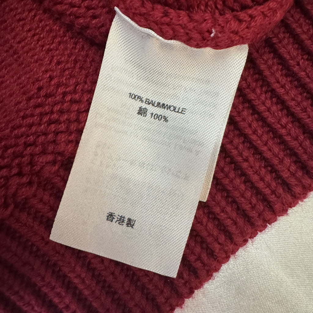 Vintage 90s Eddie Bauer Red Cotton V-Neck Sweater Made in Hong Kong XL