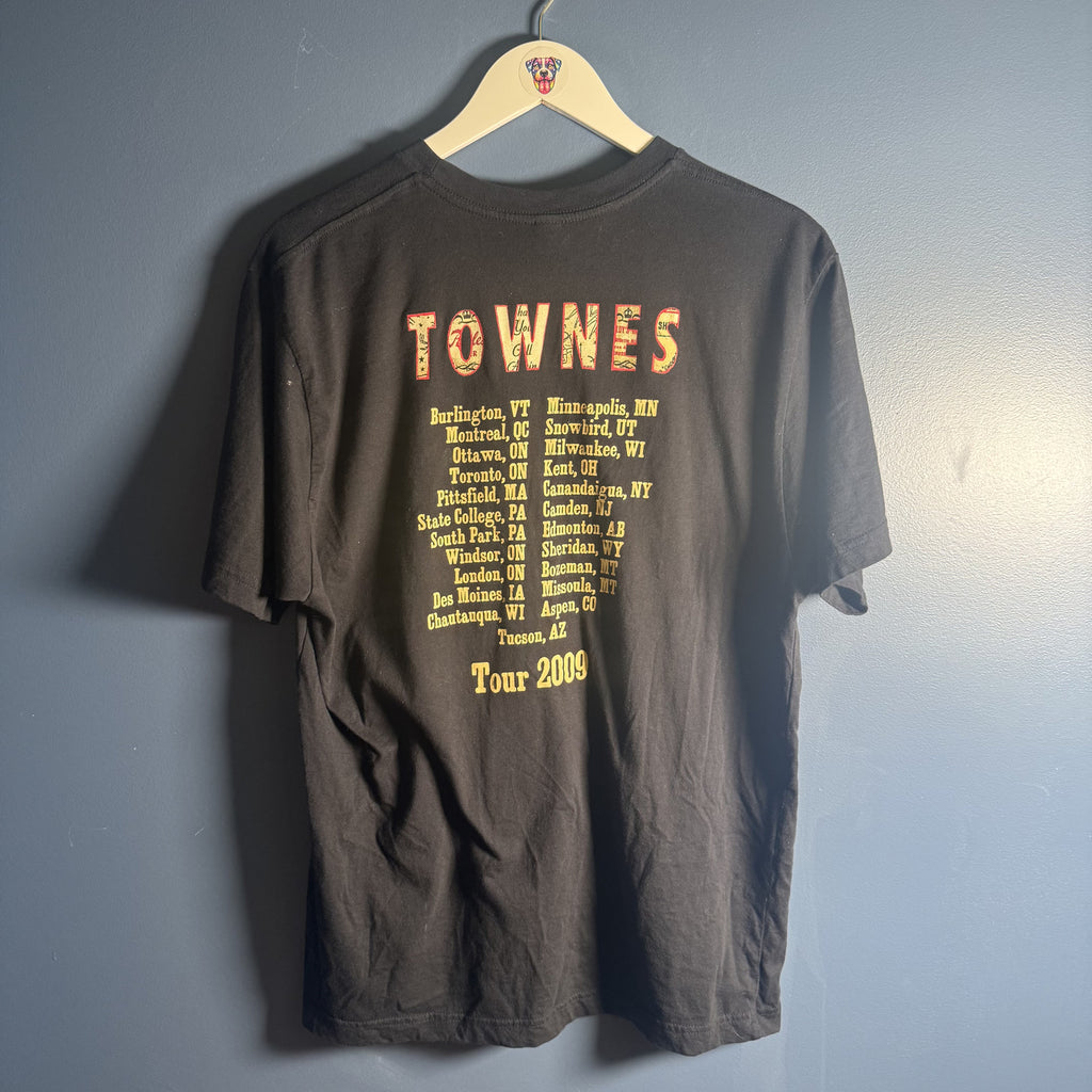 Steve Earle Townes Tour 2009 Concert T-Shirt Black Unisex Large Double Sided