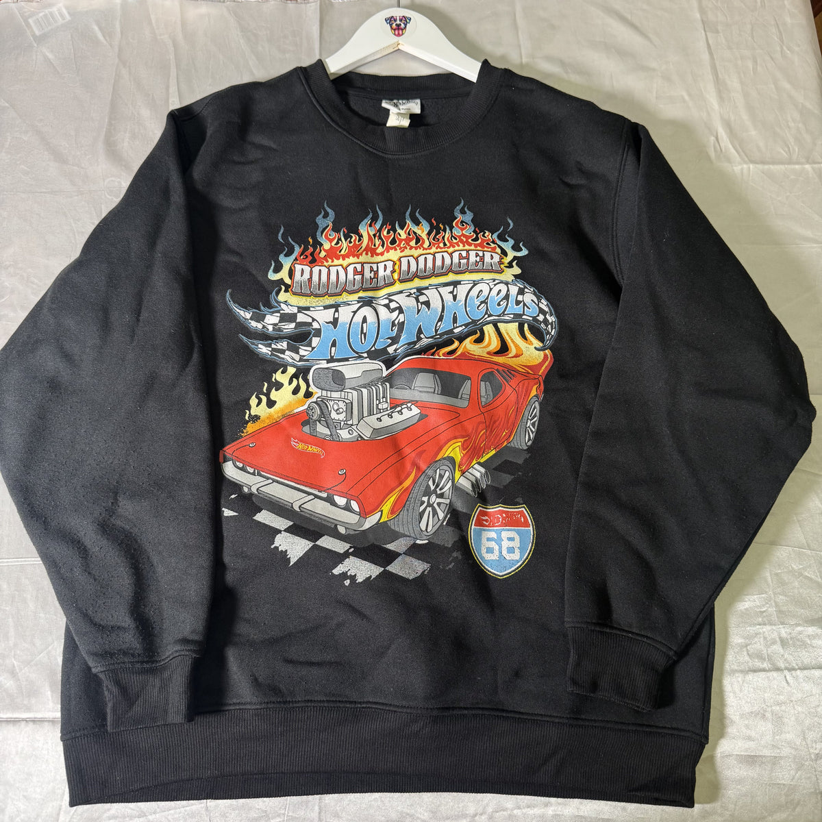 Hot Wheels Rodger Dodger Graphic Pullover Sweatshirt Black Small 2024