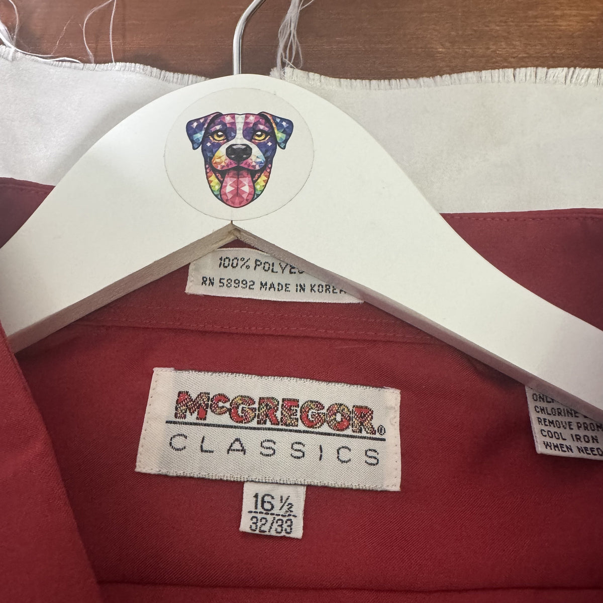 Vintage 80s McGregor Classics Red Dress Shirt 16.5 32/33 NWT Deadstock Korea