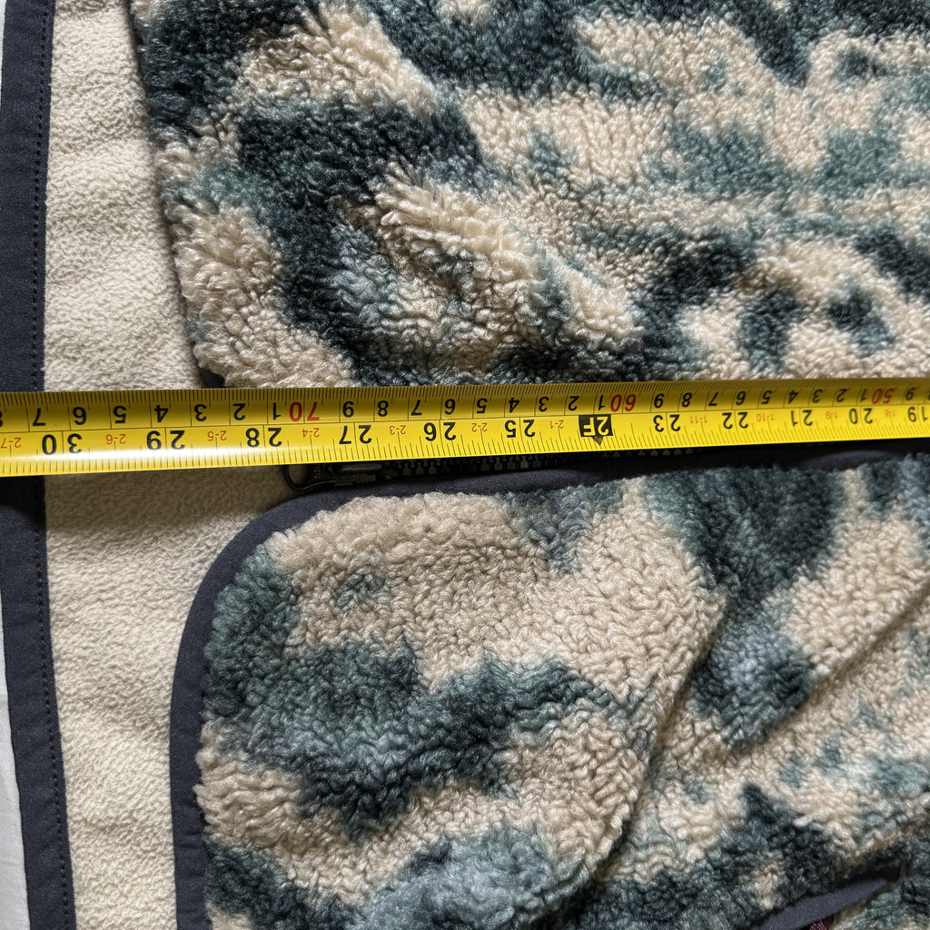 Abercrombie & Fitch Pattern Sherpa Jacket Green/Tan Ikat Print Mens Small