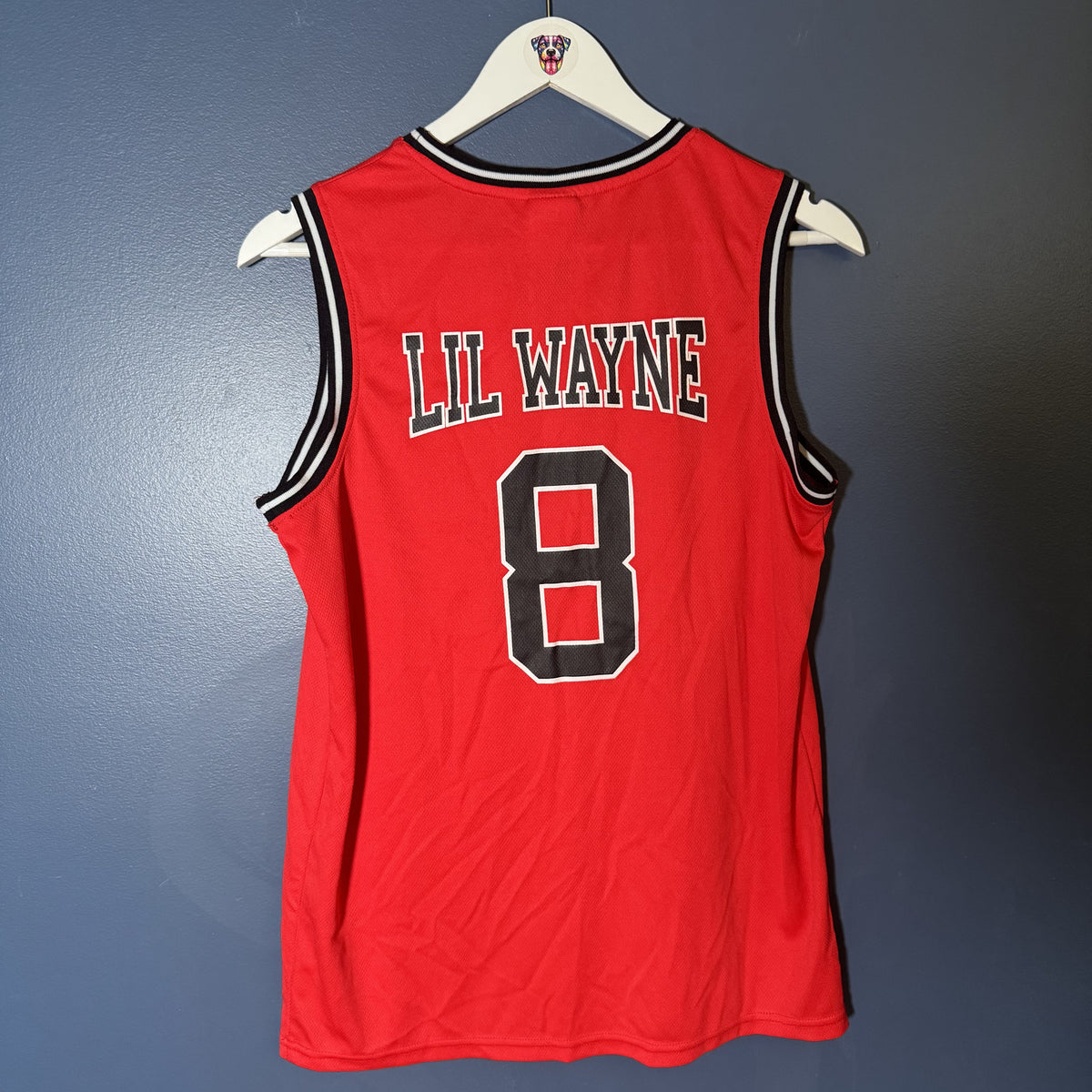 Lil Wayne 2022 Smiley Face Basketball Jersey Red #8 Hip Hop Unisex Small