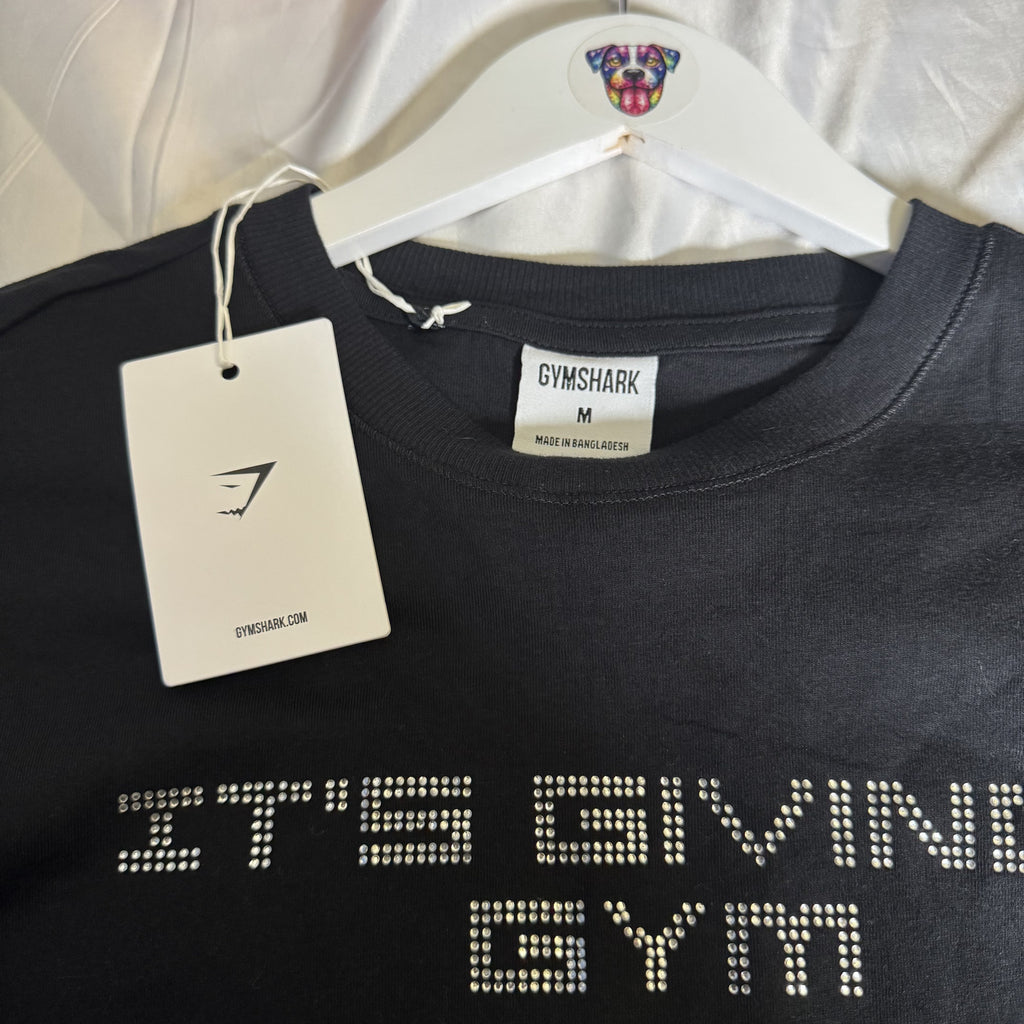 Gymshark It's Giving Gym Black Long Sleeve Shirt Medium NWT