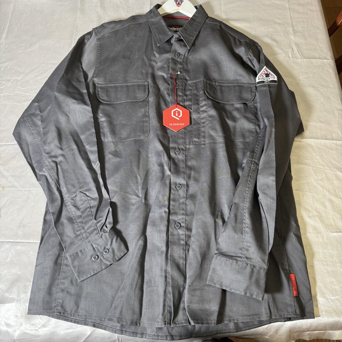 Bulwark FR iQ Series Flame Resistant Work Shirt Grey Men's Large NWT