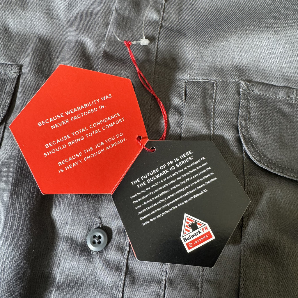 Bulwark FR iQ Series Flame Resistant Work Shirt Grey Men's Large NWT