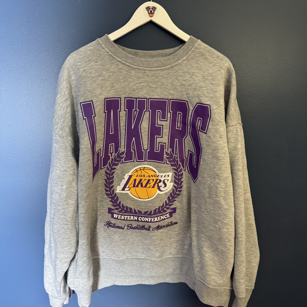 Los Angeles Lakers NBA Oversized Sweatshirt Grey XL Unisex Boxy Fit