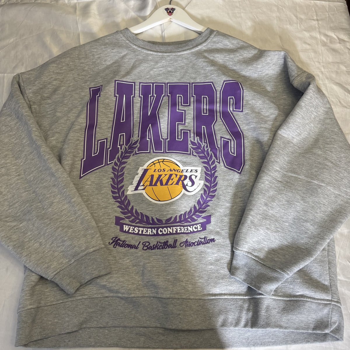 Los Angeles Lakers NBA Oversized Sweatshirt Grey XL Unisex Boxy Fit