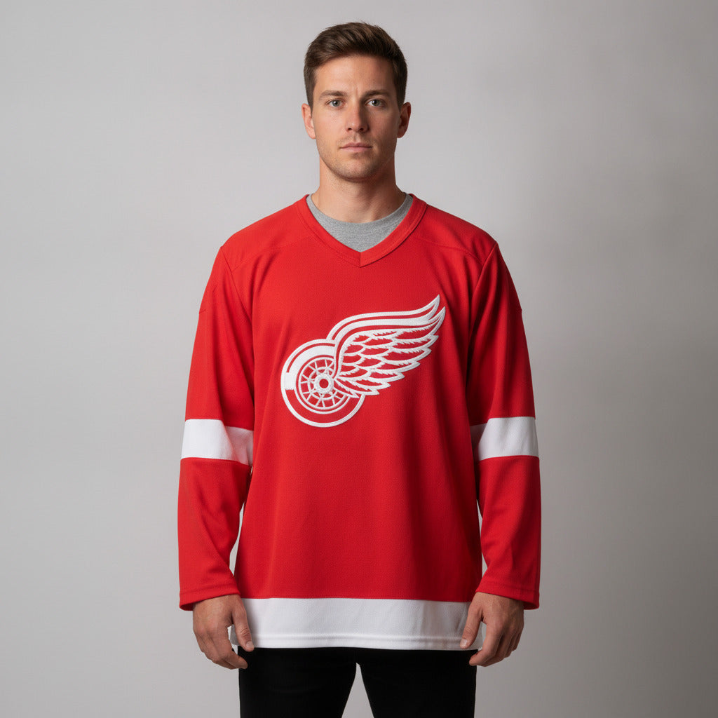 Vintage 90s Bauer Detroit Red Wings NHL Hockey Jersey Made In Canada Sz S