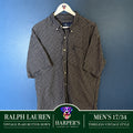 Vintage Ralph Lauren Short Sleeve Button Down Shirt Navy Check Plaid 17-34 Y2K