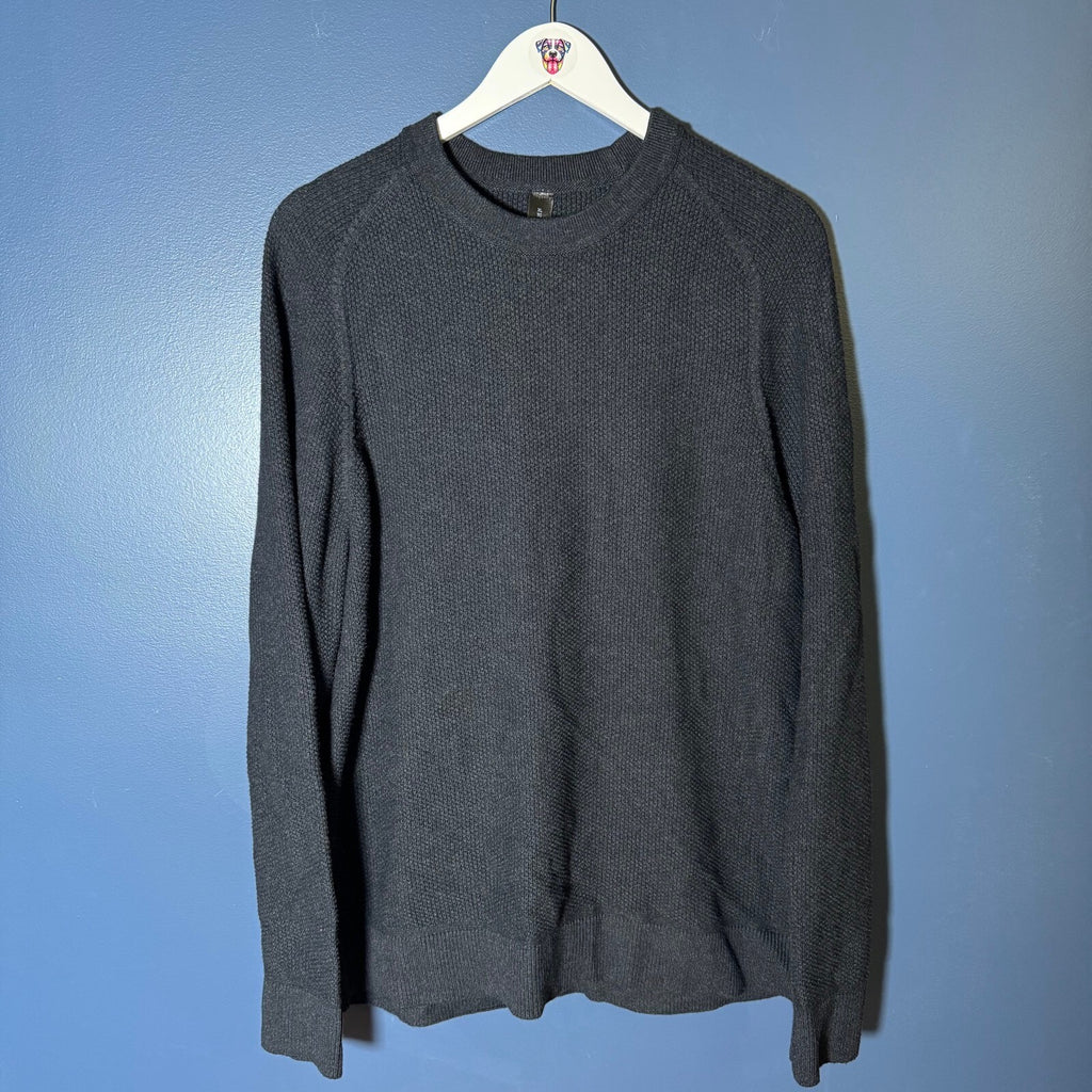Lululemon Men's Textured Knit Crew Neck Sweater Charcoal Gray Pullover Size XL