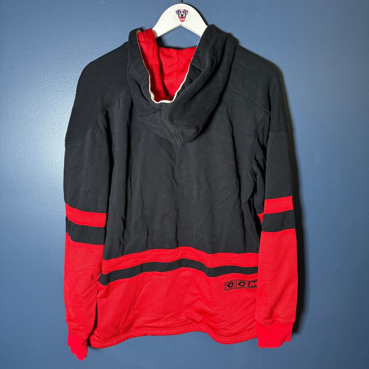 CCM Ottawa Senators Lace-Up Hockey Hoodie NHL Black Red Size M Vintage Style