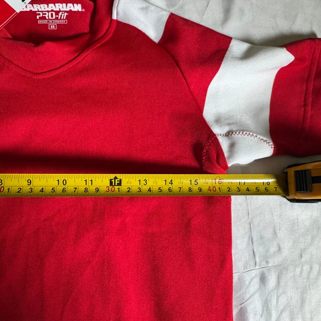 Barbarian Pro-Fit Rugby Jersey Red White Short Sleeve Made in Canada XS NWT