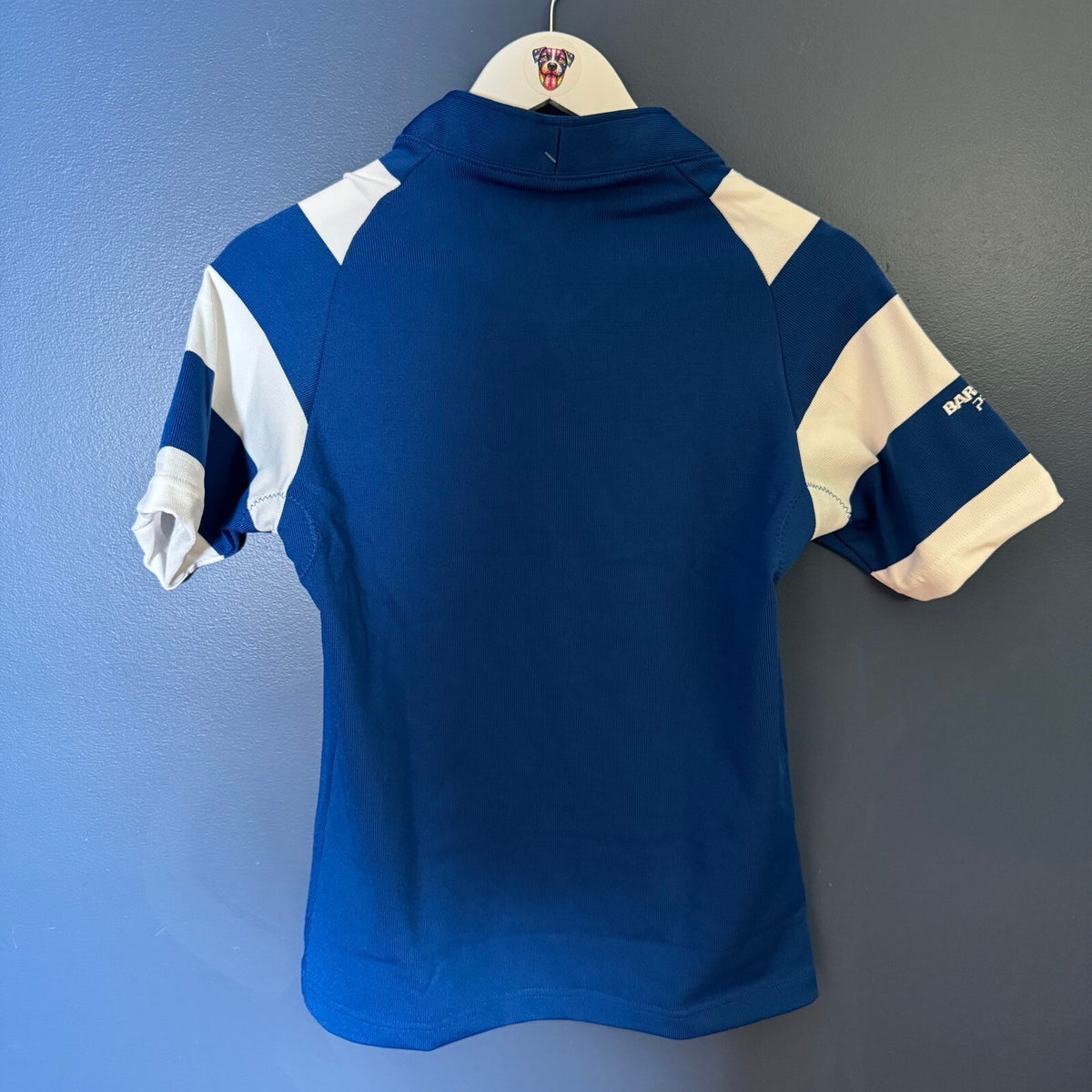 Barbarian Pro-Fit Rugby Shirt Blue White Short Sleeve Made in Canada XS NWT