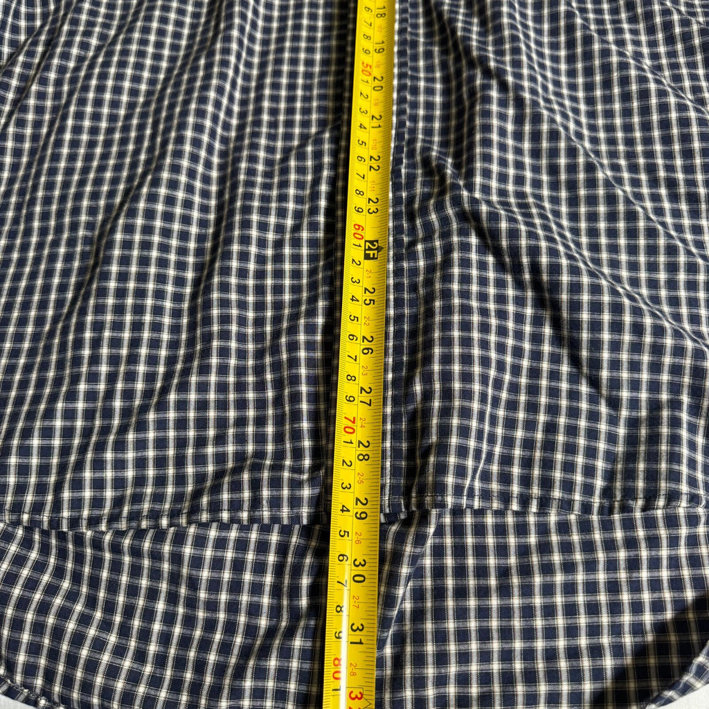 Vintage Ralph Lauren Short Sleeve Button Down Shirt Navy Check Plaid 17-34 Y2K