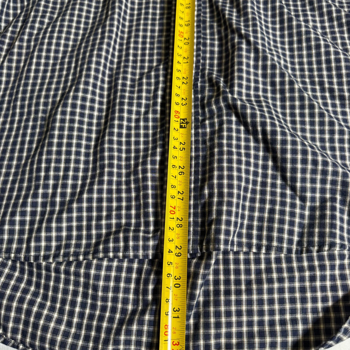 Vintage Ralph Lauren Short Sleeve Button Down Shirt Navy Check Plaid 17-34 Y2K