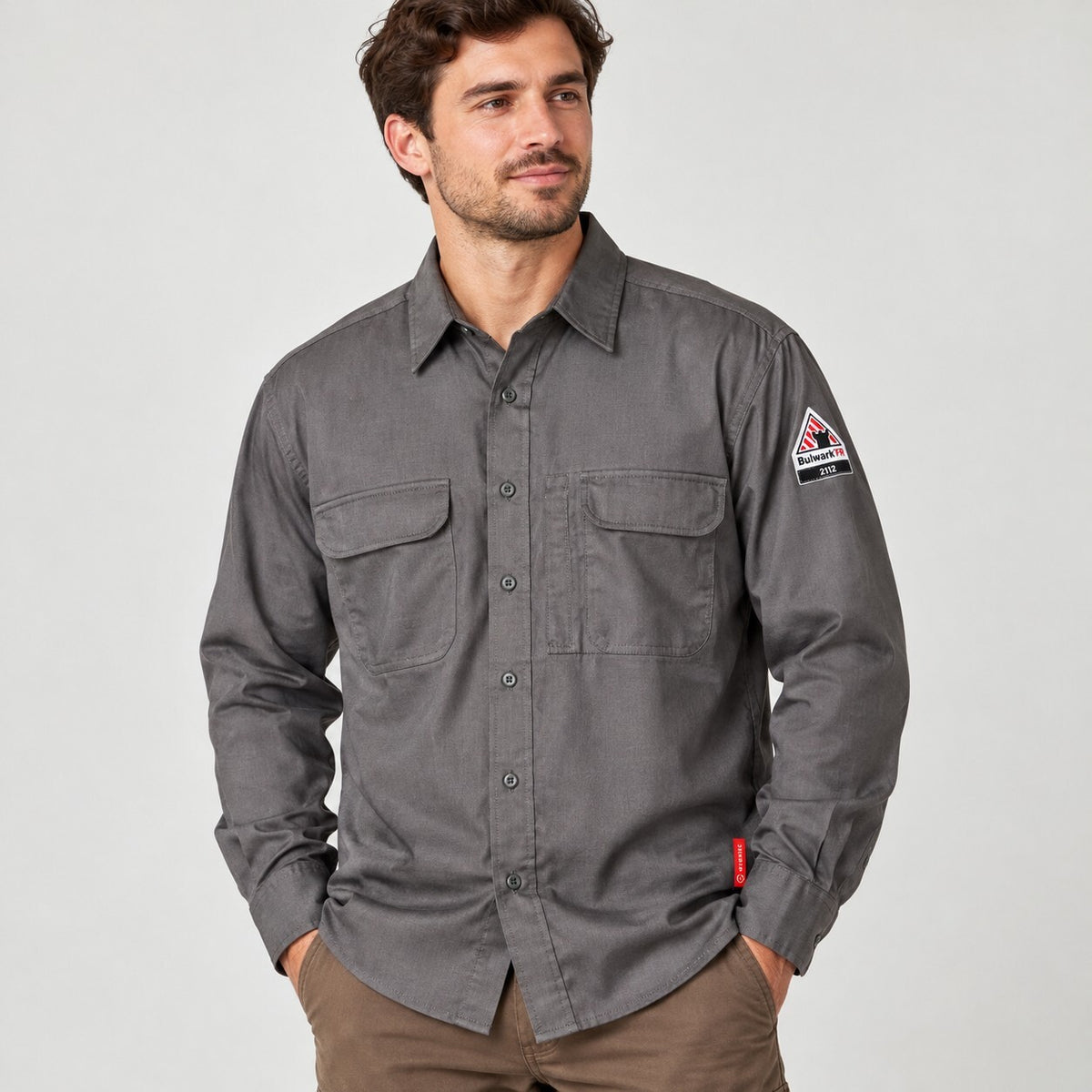 Bulwark FR iQ Series Flame Resistant Work Shirt Grey Men's Large NWT