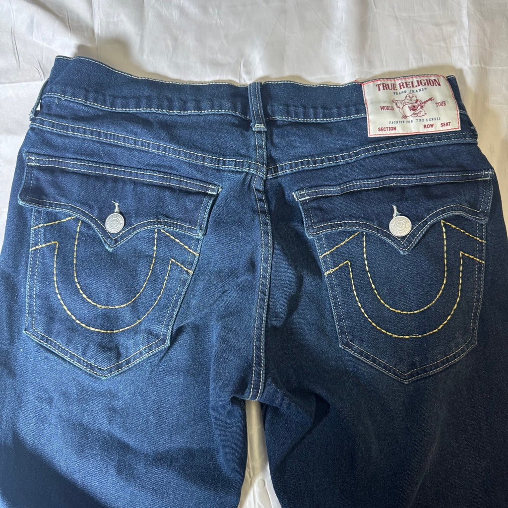True Religion Geno Relaxed Slim Men's Jeans Dark Wash Stretch Denim Size 32 x 32