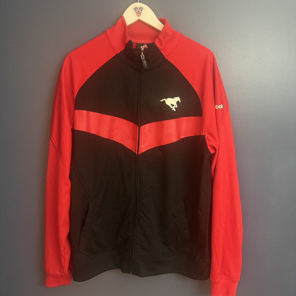 Reebok CFL Calgary Stampeders Authentic Sideline Track Jacket Sz L