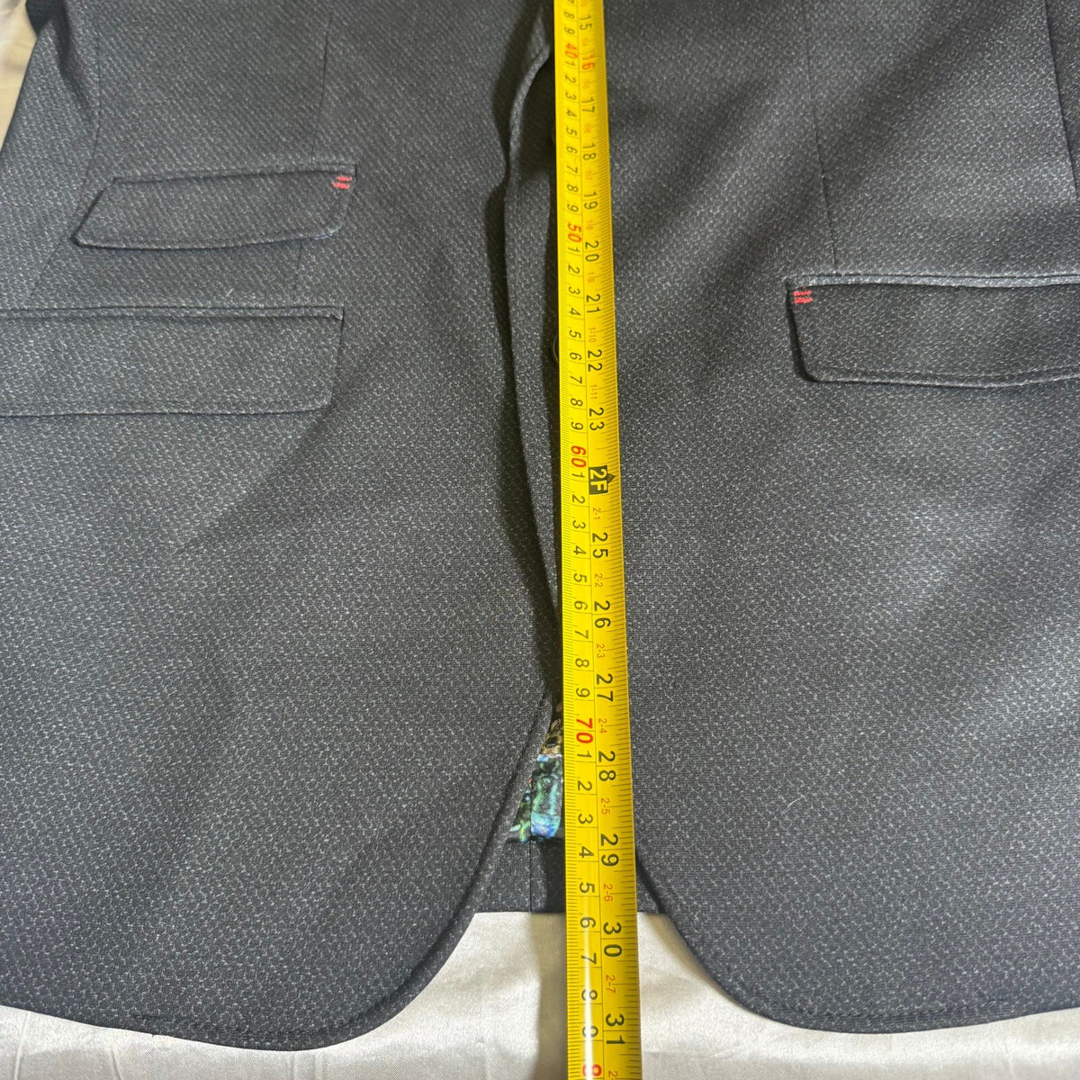 Au Noir Men's Slim Fit Sport Coat Blazer Charcoal Black Red Accents Size 40R