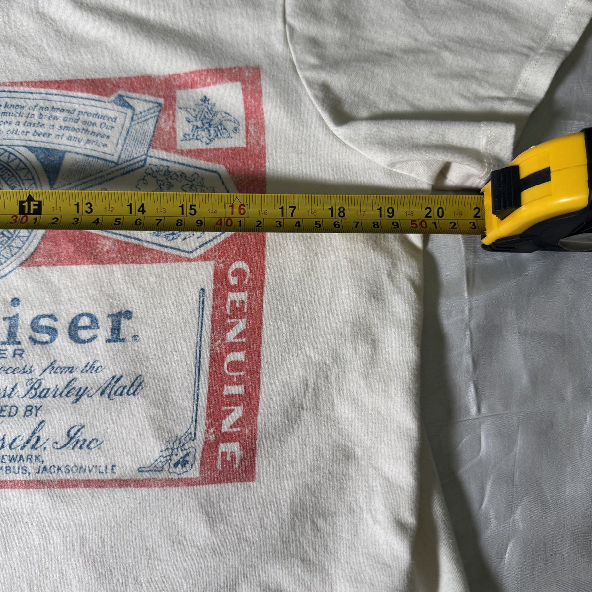 Budweiser Genuine Lager Vintage Style Graphic Tee Cream Womens Size L