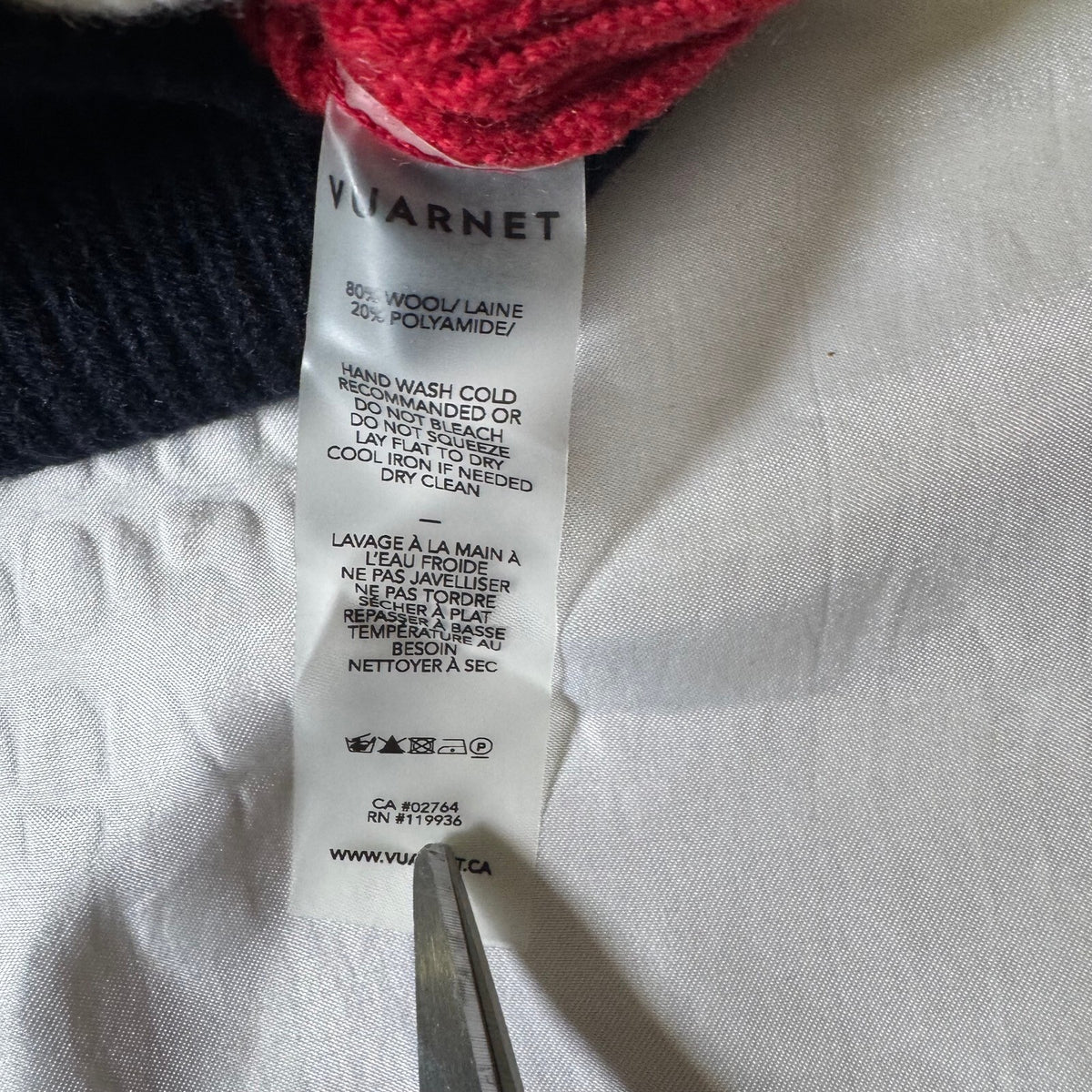 Vuarnet Half Zip Ribbed Wool Blend Ski Sweater Navy Red Cream Size S
