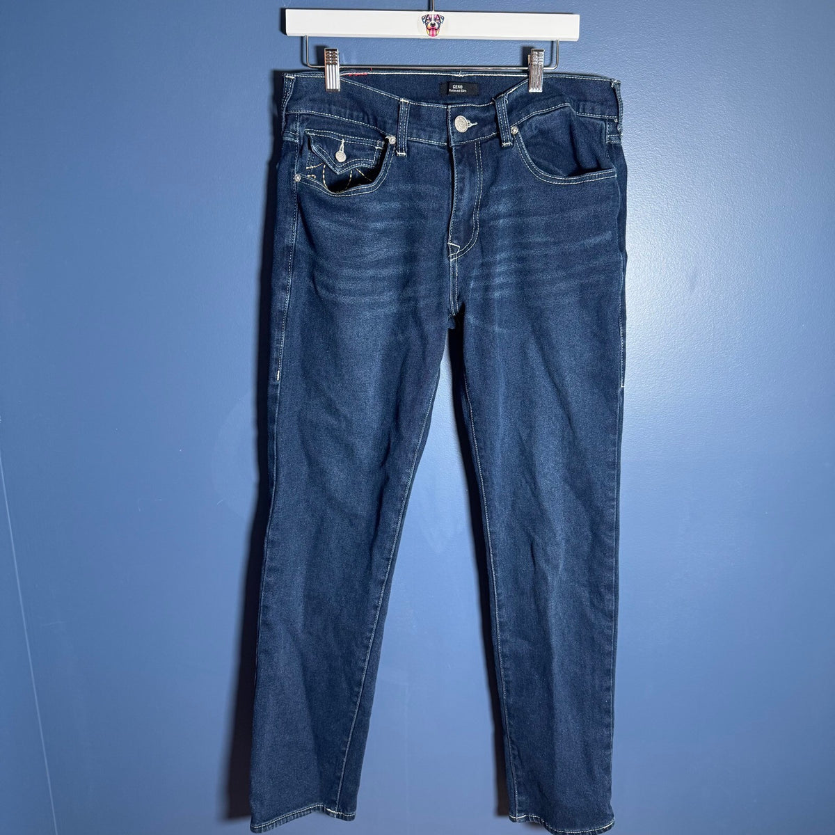 True Religion Geno Relaxed Slim Men's Jeans Dark Wash Stretch Denim Size 32 x 32