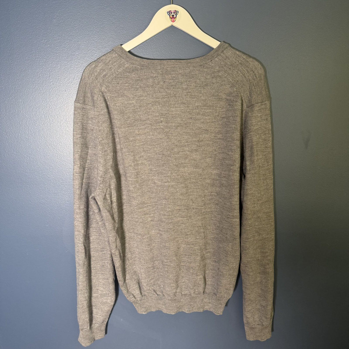 Brooks Brothers Merino Wool V-Neck Sweater Gray Size XL