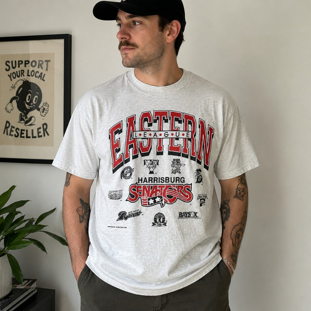 Vintage 1995 Eastern League Harrisburg Senators Baseball Tee Medium Made in USA