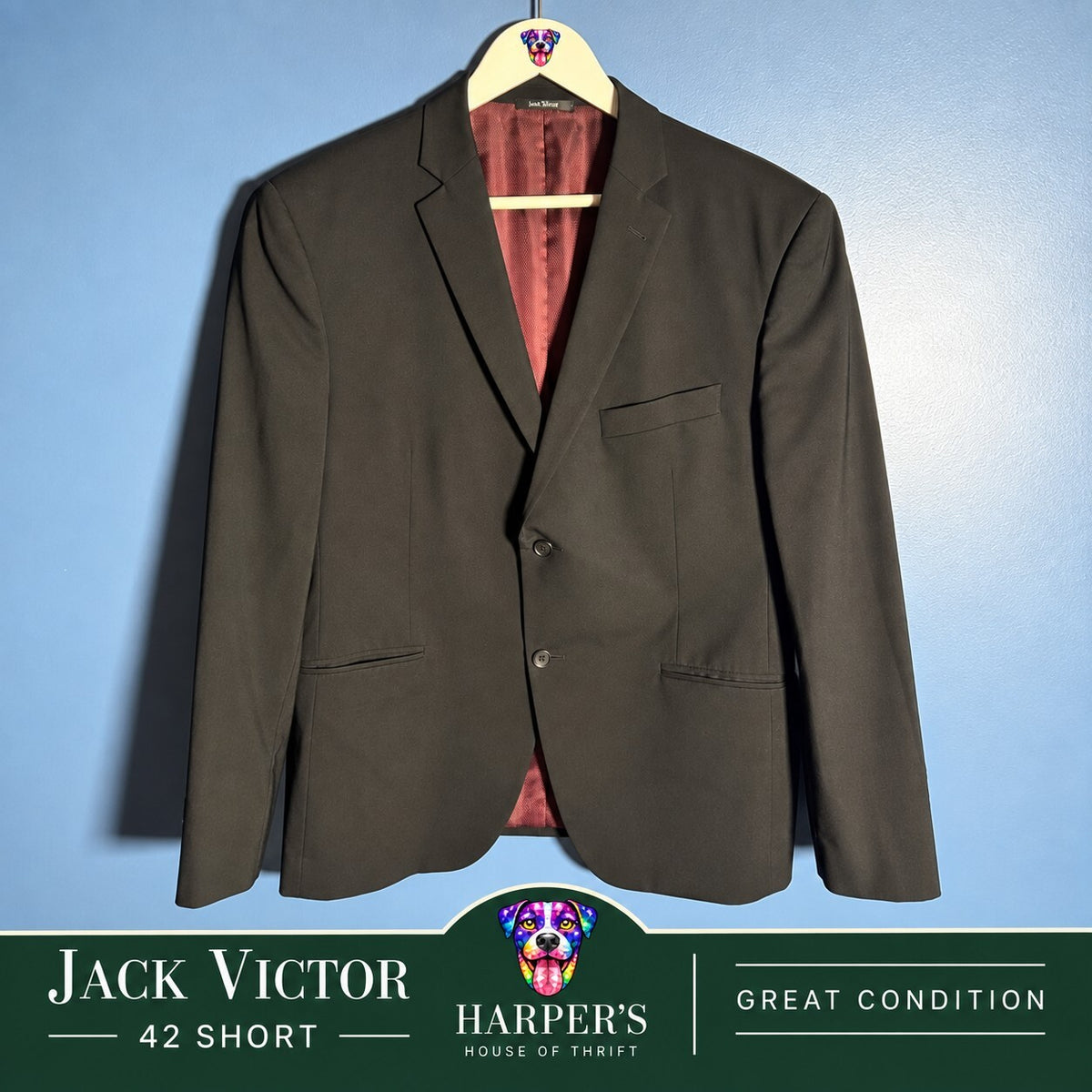 Jack Victor Prossimo Men’s Black Wool Blazer Sport Coat 42S Made in Canada